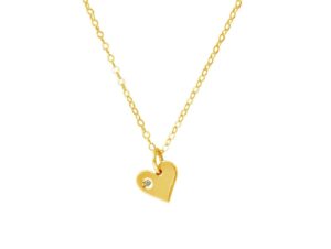 Gemshine – Damen – Herz – Halskette – Anhänger – 925 Silber Vergoldet – Diamant – Brillant – HVS – 10 mm