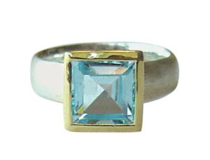 Gemshine – Damen – Ring – Silber 925 – Vergoldet – Topas – Blau, Ringgröße:52 (16.6)